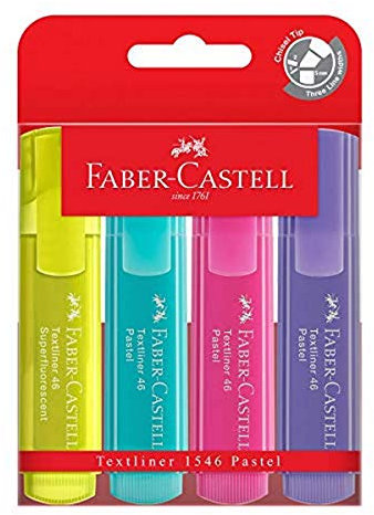 Faber-Castell Textliner 57-010117 Textmarker 46 Pastell, sortiert, 4 Stück
