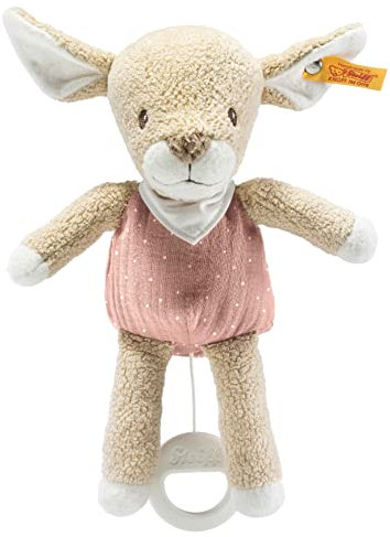 Steiff Kuscheltier Raja Reh Spieluhr, Süßes Stofftier, Jungen, Mädchen & Babys ab 0 Monaten, Spielzeug 22 cm, Rosa, 242441