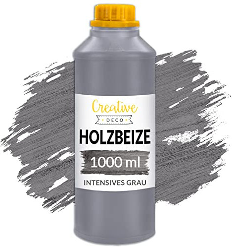 Creative DECO 1L Barniz Madera Interior Tinte al Agua | Color Gris Intenso | 1L | Secado Rápido | No Tóxico | para Paneles de Madera, Parquet, Hormigón, Ladrillo, Papel Pintado y Más | Alta Eficacia