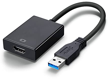 Adaptador USB a HDIM, convertidor USB 3.0/2.0 a HDIM, 1080P HD Audio Sync, compatible con proyector de TV para portátil XP, para Windows 7/8/10, macOS, etc. (negro)