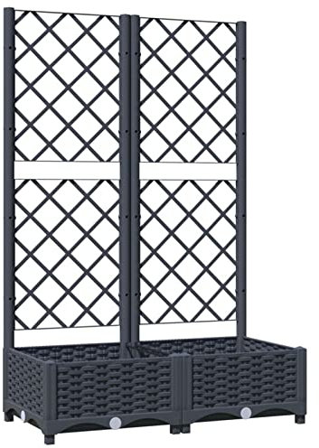 Festnight Blumenkasten mit Rankgitter Pflanzkasten mit Rankhilfe Spalier Blumenkübel Pflanzkübel Hochbeet Pflanzgitter Garten Terrasse Balkon Dunkelgrau 80x40x121,5 cm