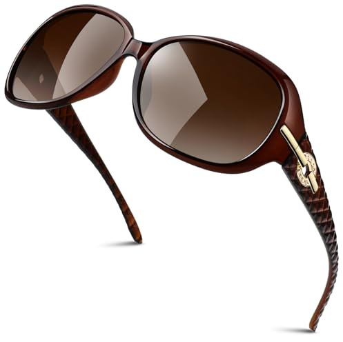 Sunier Gafas de Sol Polarizadas Mujer de Moda Sombras de Damas de Gran Tamaño UV400 Protección Retro