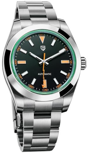 Pagani Design Herren Automatik Uhren 40MM Mechanische Armbanduhren Grün Saphirglas AR beschichtet Wasserdicht NH35A (Schwarz)