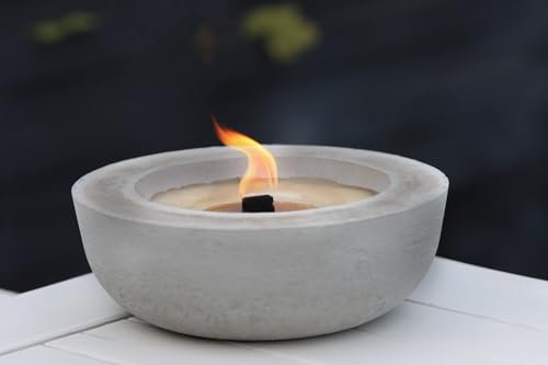 Beton Outdoor Kerze mit Dauerdocht Flamme, Brenndauer verlängern mit Wachsresten, Tischfeuer, Balkon,Gartenfackel von Gedankenwunder Manufaktur