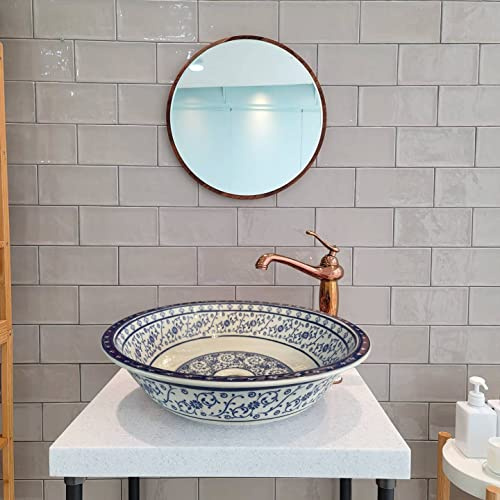 Bathroom Vessel Sink, Hand Painted Countertop Ceramic Basin, Vanity Sink Glossy Washbasin, Bathroom Porcelain Sink, Wash Room Remodeling
