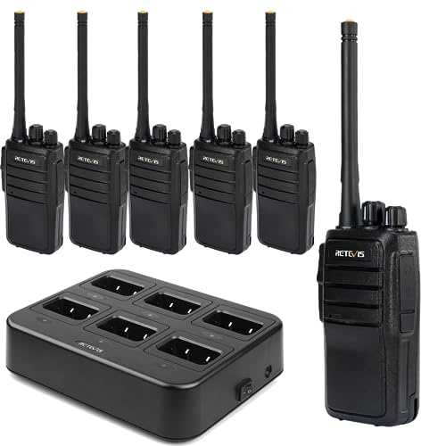 Retevis RT21 Updated Walkie Talkies Adults, Two Way Radios Long Range Rechargeable, 3000mAh Battery, with Six-Way Charger, for Security Warehouse Jobsite(6 Pack)