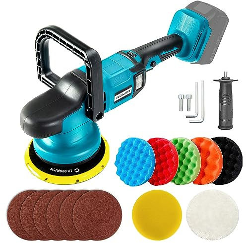 IRONFIST Cordless Car Polisher, 6inch Brushless Buffer Orbital Portable Polishing Waxer Machine with 6 speeds 750-6800RPM, Compatible with Makita 18V Batteries (Battery Not Included)