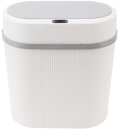 Poubelle Automatique, Poubelle de Salle de Bain sans 12L avec Couvercle, Petite Poubelle Intelligente à capteur de Mouvement Blanc pour Cuisine, Bureau, Salon, Toilettes