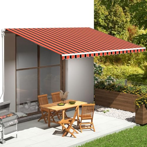 AUVYI Toile de Store Orange et Marron 5 x 3,5 m - Tissu de Rechange pour Balcon - Protection Solaire - Imperméable - Qualité Supérieure