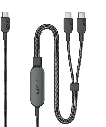 Anker USB C Cable, 4 ft 2-in-1 Type C Cable, 140W Max Fast Charging for iPhone 16/16 Pro/16 Pro Max/16 Plus/15 Series, Galaxy S24, MacBook Air/Pro, Lenovo, iPad, and More (USB 2.0, Braided, Black)