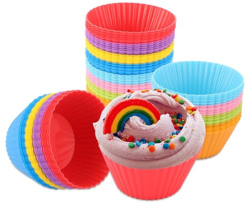 ZOFUN 160 Cupcake-Formen, Silikon Muffinformen aus Silikon Backformen, 7cm Wiederverwendbare Silikonformen Cupcakeförmchen für Muffins 8 Farben für Kuchen und Pudding