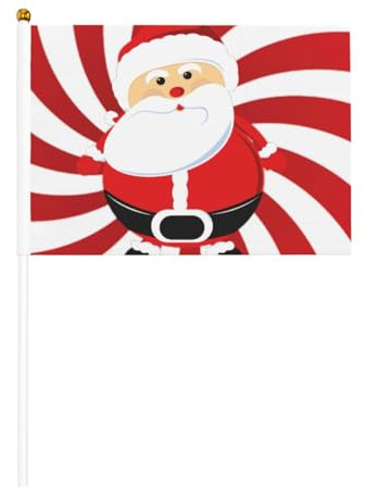 BREAUX Cute Christmas Man print Mini handheld small flagpole, double-sided hand-waved flag, mini stick flag