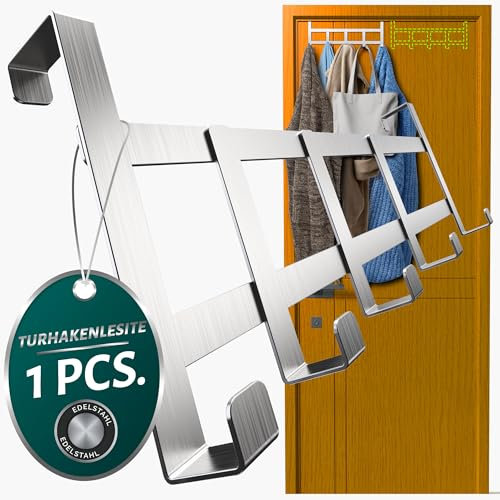 4happy Appendiabiti da Porta, Argento - Pratico Attaccapanni da Porta, Acciaio Inox Ganci Adatti per Camera da Letto, Cucina, Bagno, Utile Appendino