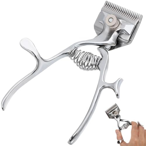 FRCOLOR Old Fashion Manual Hair Clipper and Trimmer Manual Trimmer Barber Tool Stainless Steel Vintage Hairdressing Scissor for Grooming and Hair Cutting