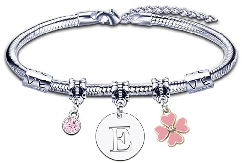 KJKJKJ A-Z 26 Anfangsbuchstabe Anhänger Armband Frauen Weihnachten Geschenk Personalisierung Ideen Geburtstagsgeschenk Armband, Tochter Schwestern Freunde Liebhaber Geburtstag Weihnachten Abschluss