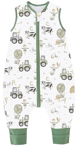 Chilsuessy Baby sommarsovsäck med fötter 0,5 tog små barnsovsäck med ben, ovadderad 100 % bomull, sovsparkdräkt för pojkar och flickor, Happy Farm, 80 cm/baby höjd 90–100 cm
