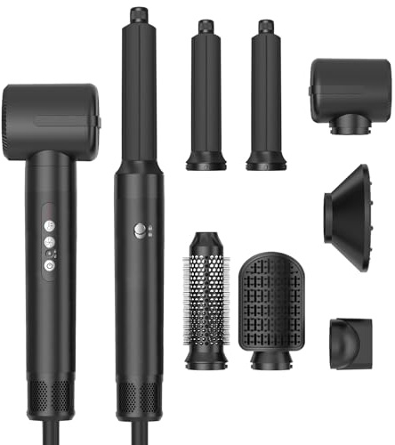 Air Styler Seche Cheveux 7 en 1, UKLISS 1400W Hair Dryer Brosse Soufflante, avec Diffuseur,Boucleur d'air, Ions Brosse Brushing Chauffante 110000 TR/MIM, Pour Lisser, Boucles Brillantes