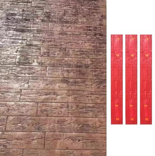 WQZzjm 120 cm x 15 cm Holzbeton-Stempelstrukturmatte, Polyurethan-Stempel für Beton, Gips, Außenbereich, Landschaftsbau, Betonformen (Farbe: 2 Stück) (3 Stück)