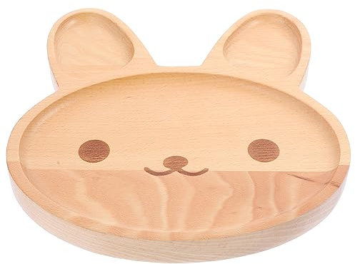 Cabilock Kinderteller Dekoration Platte Untersetzer handhaben Hase besteckset kinderbesteck set Holztablett für Hotels besteckset dekoratives Holztablett Kuchenblech aus Holz