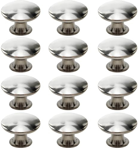 SingPai 12 Stück Vintage Schrankknäufe, 30mm Schrankknöpfe mit Schrauben für Schublade, Schrank, Möbel, Küchenschränke, Kleiderschrank (Silber)