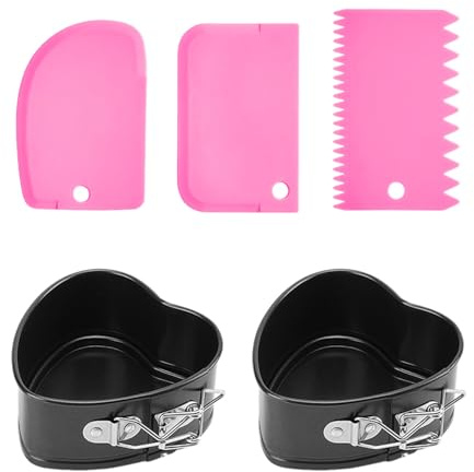 NIDHFG 2 Pieces Heart Mold And 3 Pieces Scraper, Baking Mold, Cake Mold, Kitchen Tools, Creative Cute Mold.