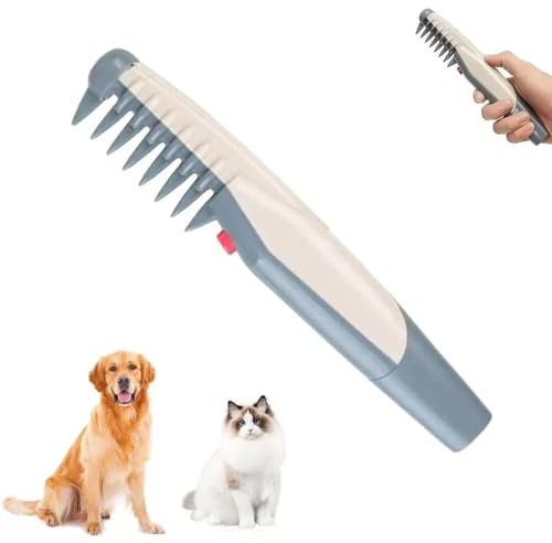 Hundekämme zur Fellpflege, 2-in-1 Tierhaarschere für Hunde und Katzen, elektrischer Hundepflegekamm, Knotenentferner und Trimmer, sicherer und leiser Entfilzungskamm (Batterien nicht im Lieferumfang