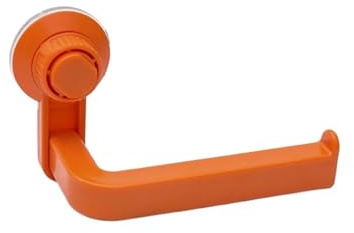 Toilettenpapierhalter mit Saugnapf, Wandhalterung, kein Stanzen, ABS-Kunststoff, Handtuchrollenspender, Badezimmer- und Küchenzubehör (Orange)