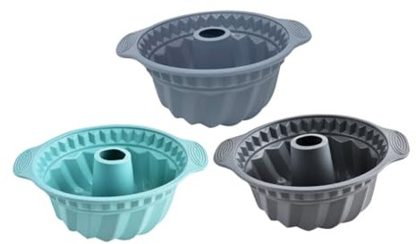 TOPPERFUN Stampi per Mousse e Chiffon Cake in Silicone Alimentare 3 Pezzi, Teglie Rotonde Antiaderenti Maniglie a Orecchio, capacità Ampia per Dolci da Forno, Uso Domestico e Feste Famiglia