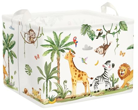 Clastyle Waldtiere Kinder Wäschekorb Baby Spielzeug Aufbewahrungsbox | Faltbarer, Wasserdicht, Tragkraft 25 kg, für Kinderzimmer Badezimmer Schlafzimmer, für Bücher Spielzeug Kleidung