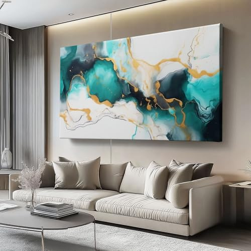 Lienzos decorativos 100l x50an cm Sin marco Cuadro Sobre Lienzo Moderno Textura fluida abstracta Dormitorio Cocina Cuadros Pared Imágenes Cuadros Decoracion Salon Wall Oro azul