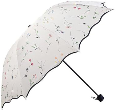 Sombrilla plegable para mujer, diseño floral, portátil, protección UV, resistente al viento, fuerte, compacto, para verano, UPF 50+, ligero, para viajes, jardín, lluvia