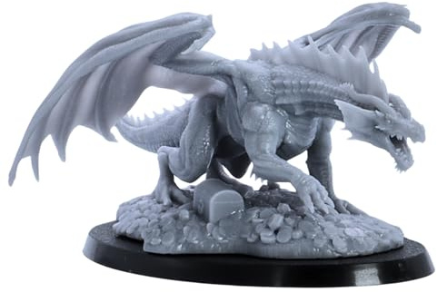 Forged Terrain Young Red Dragon - Miniatura classica del mostro DND | Base 90x52mm | Miniature epiche | Figura in resina non verniciata per giochi di ruolo e giochi di guerra