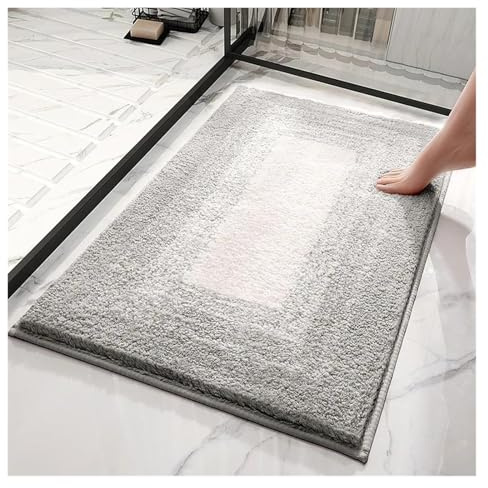 Alfombra de Baño Antideslizante Alfombra de baño, Alfombrillas absorbentes de Agua para Inodoro, Alfombra de Entrada para baño doméstico, Alfombrilla Antideslizante para pies(Gray,50cmx80cm)