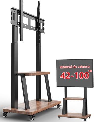 JXMTSPW Support TV sur Pied avec Mobile roulettes pour 42 à 100 Pouces téléviseur ecran,VESA 200x200-900x600 mm,Charge 80 kg,50 55 58 60 65 70 75 80 85 86 90 Pouces Chariot TV à Roulette
