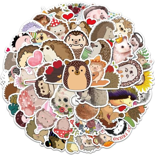 TMZELOA 50 Pezzi Adesivi per Piccoli Animali, Adesivi a Forma di Riccio, Adesivi a Tema di Azioni Dolci di Riccio, Adesivi per Decorazione Fai da Te per Laptop, Bicicletta