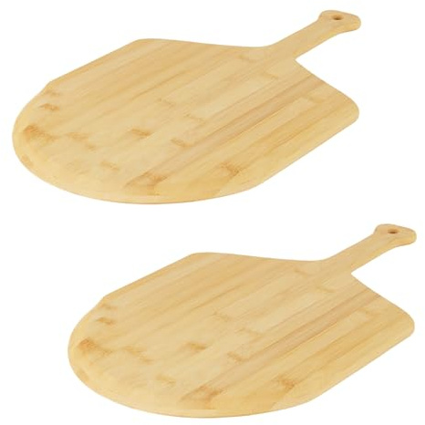 KEILEOHO Lot de 2 pelles à pizza en bois de 40,6 x 30,5 cm en bambou pour four et barbecue