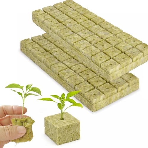 kaiyaya 56 Cubes di Lana di Roccia, Substrato Leggero e Sterile per Coltivazione Senza Suolo, Semina, Clonazione e Idroponica