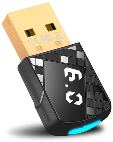 Bluetooth 6.0-adapterdongel för PC, USB Bluetooth-stick för mus, tangentbord, hörlurar, mobiltelefon, låg latens, plug & play, handkontroll, endast för Windows 11/10/8.1, med baklykta