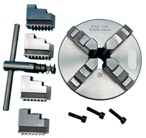 1 portabrocas de torno autocentrante de 4 mordazas de 125 mm K12-125 - Portabrocas de metal de alta precisión for carpintería y mecanizado