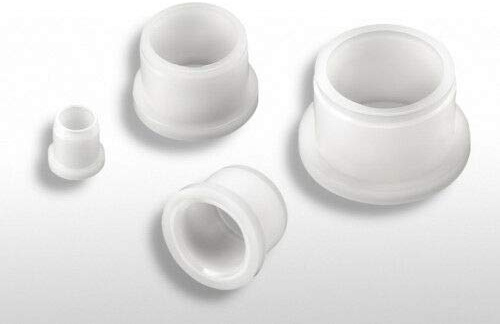 4 boccole di supporto, in plastica PA, con flangia, colore naturale, le dimensioni possono presentare tolleranze.