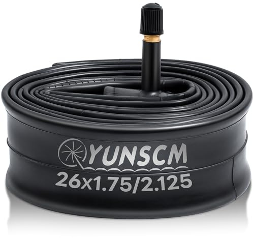 YunSCM 1PCS 26 Bike Tube 26x1.75 26x1.90 26x1.95 26x2.0 26x2.10 26x2.125 (ETRTO:47/57-559) Bike Inner Tube AV32mm Schrader Valve Compatible with 26x1.75/1.90/1.95/2.0/2.10/2.125 Bike/Bicycle Tyres