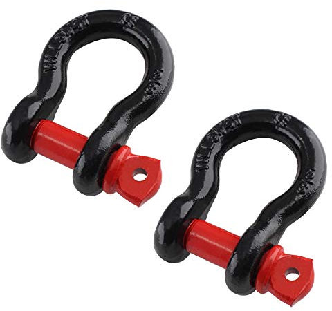 Qjaiune 2 grilletes de anillo en D de 5/8 pulgadas, grillete en D resistente de 19.5 toneladas (43000 libras), resistencia máxima a la rotura, capacidad de 3.25 toneladas (7000 libras)