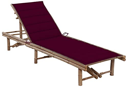 vidaXL Garten Sonnenliege mit Auflage Gartenliege Gartenmöbel Relaxliege Liegestuhl Freizeitliege Saunaliege Strandliege Liege Bambus