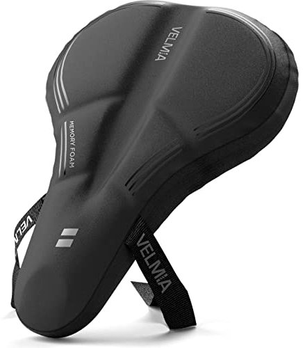 VELMIA Fahrradsattel Überzug aus bequemen Memory Foam I Sattelbezug Fahrrad für Damen & Herren I ergonomischer Fahrrad Sattelbezug