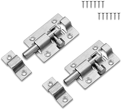 2 Piezas Cierres De Puerta De Seguridad De Acero Inox TapóN De La Puerta Deslizante Con Tornillos Pestillo De Puerta De Servicio Pesado Cerradura Corredera Cerrojo Pernos Para Todo Tipo De Puertas
