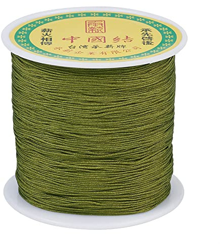 Craftdady- Cordoncino in nylon intrecciato per perline da 0,5 mm, per nodi cinesi, macramè, braccialetti fai da te, collane e gioielli, da 137 metri, colore: verde oliva