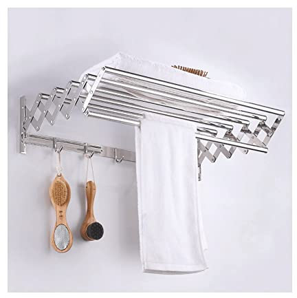 Wandtrockner Ausziehbarer Wäschetrockner für die Wand klappbar Rostfreier Stahl Trockner für drinnen draußen Wall Mounted Laundry Clothes Drying Rack (Color : Drying Rack, Size : 60cm)