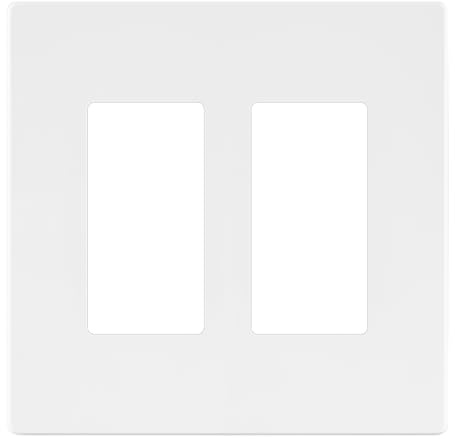 LIDER Matte Finish Double Decorator Switch Cover, Screwless Wall Plate, Mid-Size 2-Gang 4.88 x 4.92, Polycarbonate Thermoplastic, UL Listed, LSWP-32M-W, White