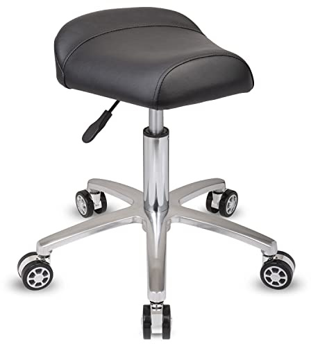 Staboos Rollhocker bis 160 kg - Sattelsitz ergonomisch geformter Praxishocker mit Rollen - Drehhocker höhenverstellbar (50 cm bis 65 cm) Breitsitz