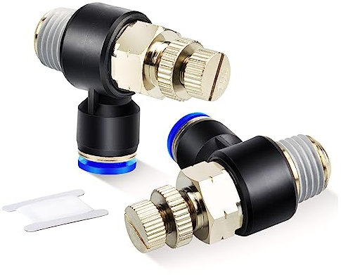 ERGAOBOY 5pcs 6mm diamètre extérieur du manchon de carte x 1/8 BSP coude fileté externe 90 degrés Push Air Flow Control Valve raccord pneumatique